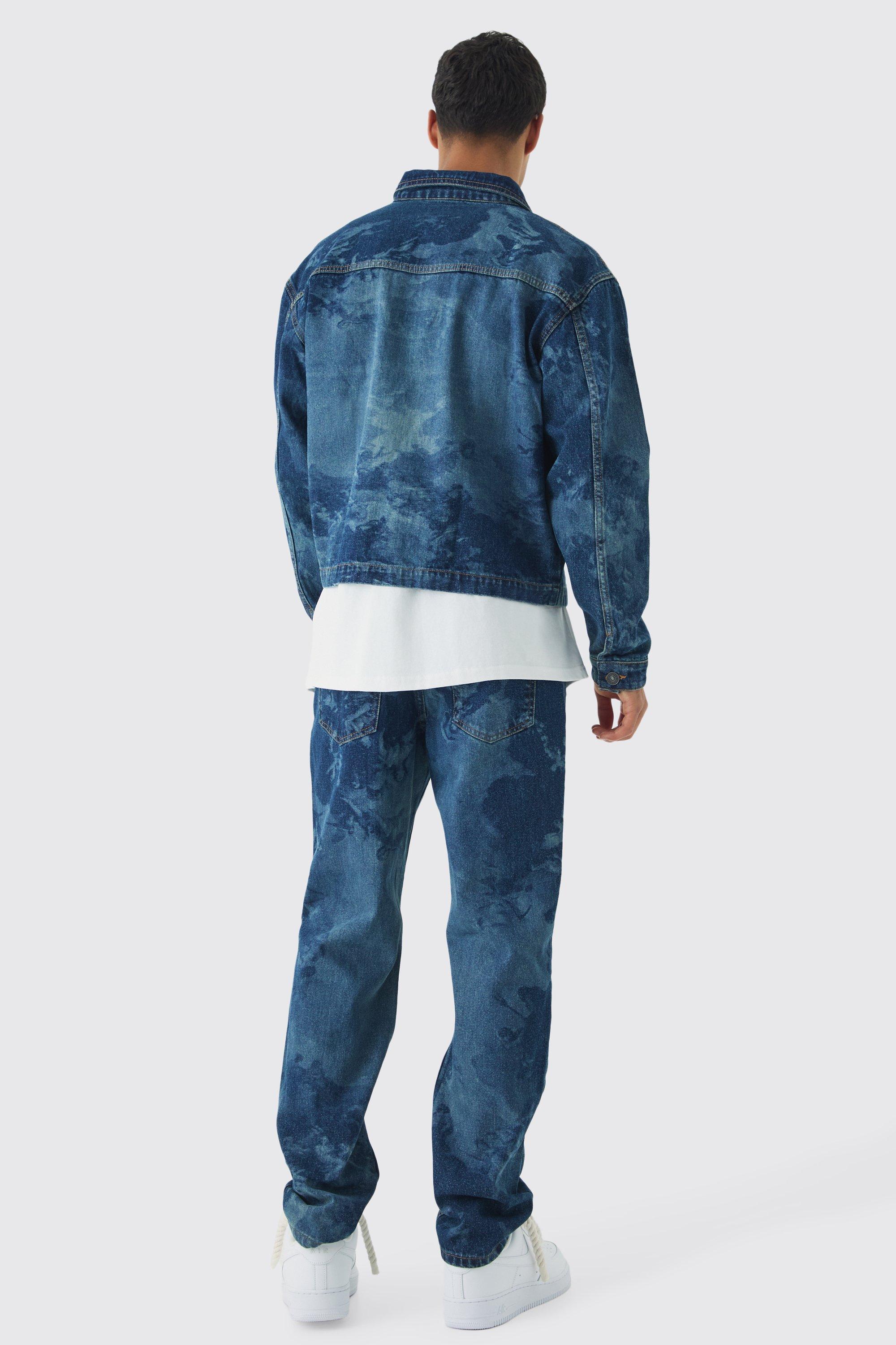 Veste jean imprimé homme on sale